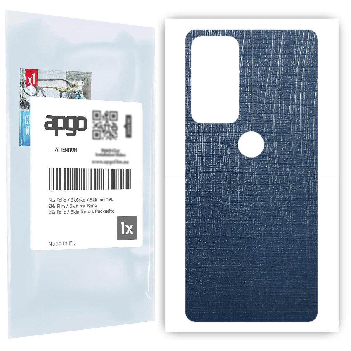 Folia naklejka skórka strukturalna na TYŁ do Motorola Edge 20 -  Tkanina Granatowa - apgo SKINS