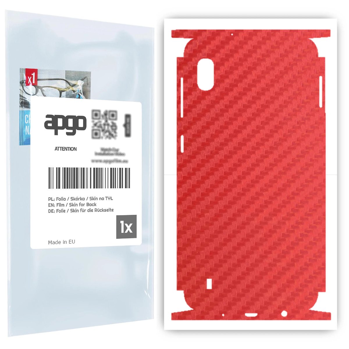 Folia naklejka skórka strukturalna na TYŁ+BOKI do Samsung Galaxy A10 -  Carbon Czerwony - apgo SKINS