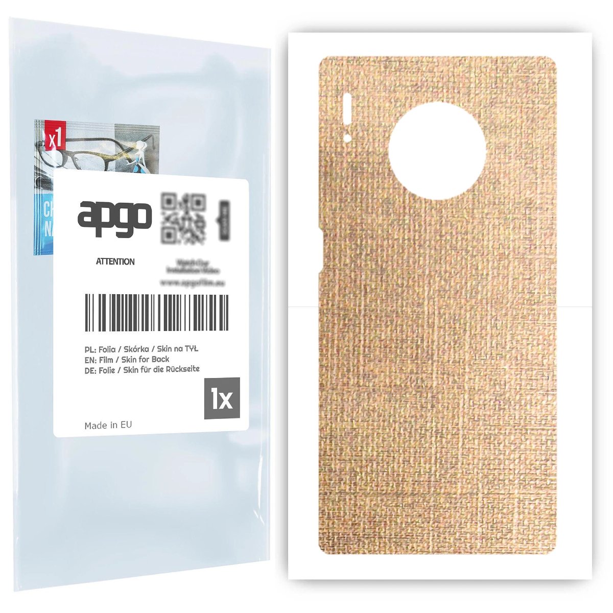 Folia naklejka skórka strukturalna na TYŁ do Huawei Mate 30 Pro 5G -  Tkanina Denim Beżowy - apgo SKINS