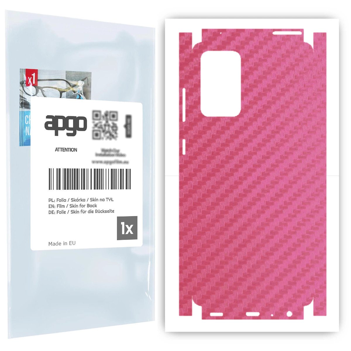 Folia naklejka skórka strukturalna na TYŁ+BOKI do Samsung Galaxy A72 -  Carbon Różowy - apgo SKINS