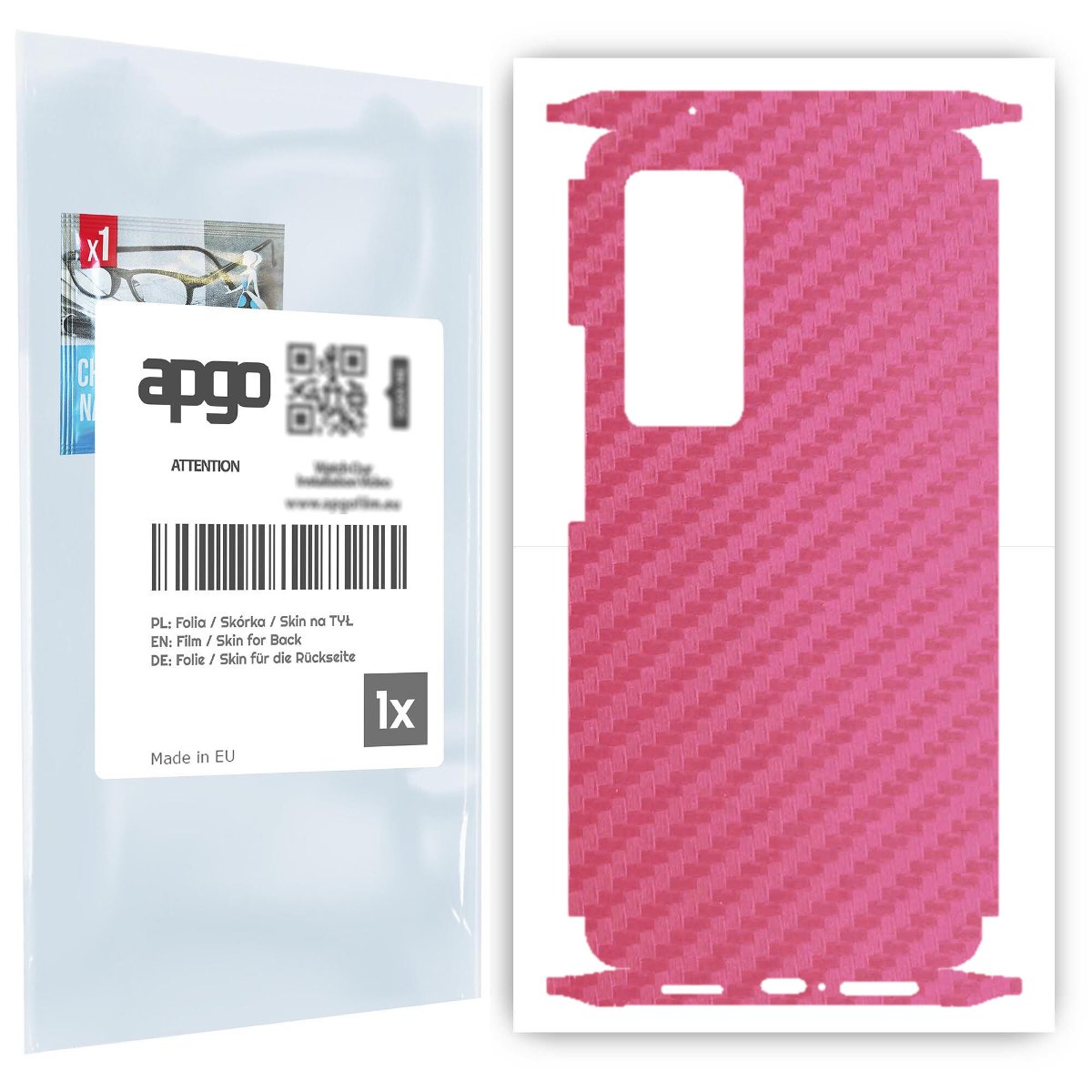 Folia naklejka skórka strukturalna na TYŁ+BOKI do Vivo X60 Pro 5G -  Carbon Różowy - apgo SKINS