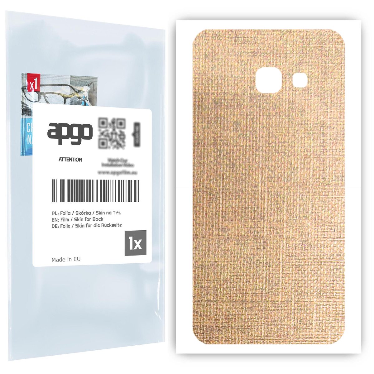 Folia naklejka skórka strukturalna na TYŁ do Samsung Galaxy A3 (2017) -  Tkanina Denim Beżowy - apgo SKINS