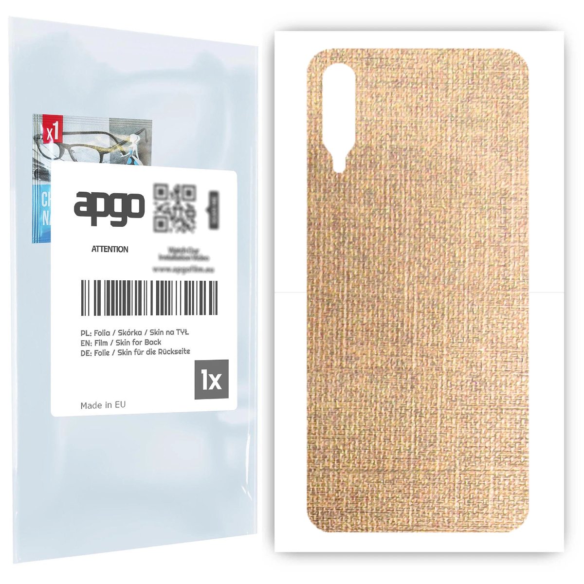 Folia naklejka skórka strukturalna na TYŁ do Samsung Galaxy A30s -  Tkanina Denim Beżowy - apgo SKINS