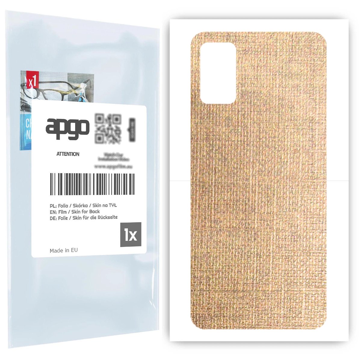 Folia naklejka skórka strukturalna na TYŁ do Samsung Galaxy A41 -  Tkanina Denim Beżowy - apgo SKINS