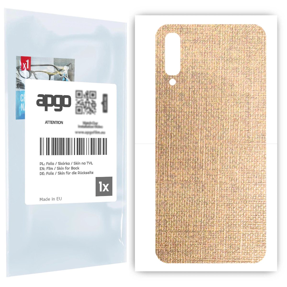 Folia naklejka skórka strukturalna na TYŁ do Samsung Galaxy A70 -  Tkanina Denim Beżowy - apgo SKINS