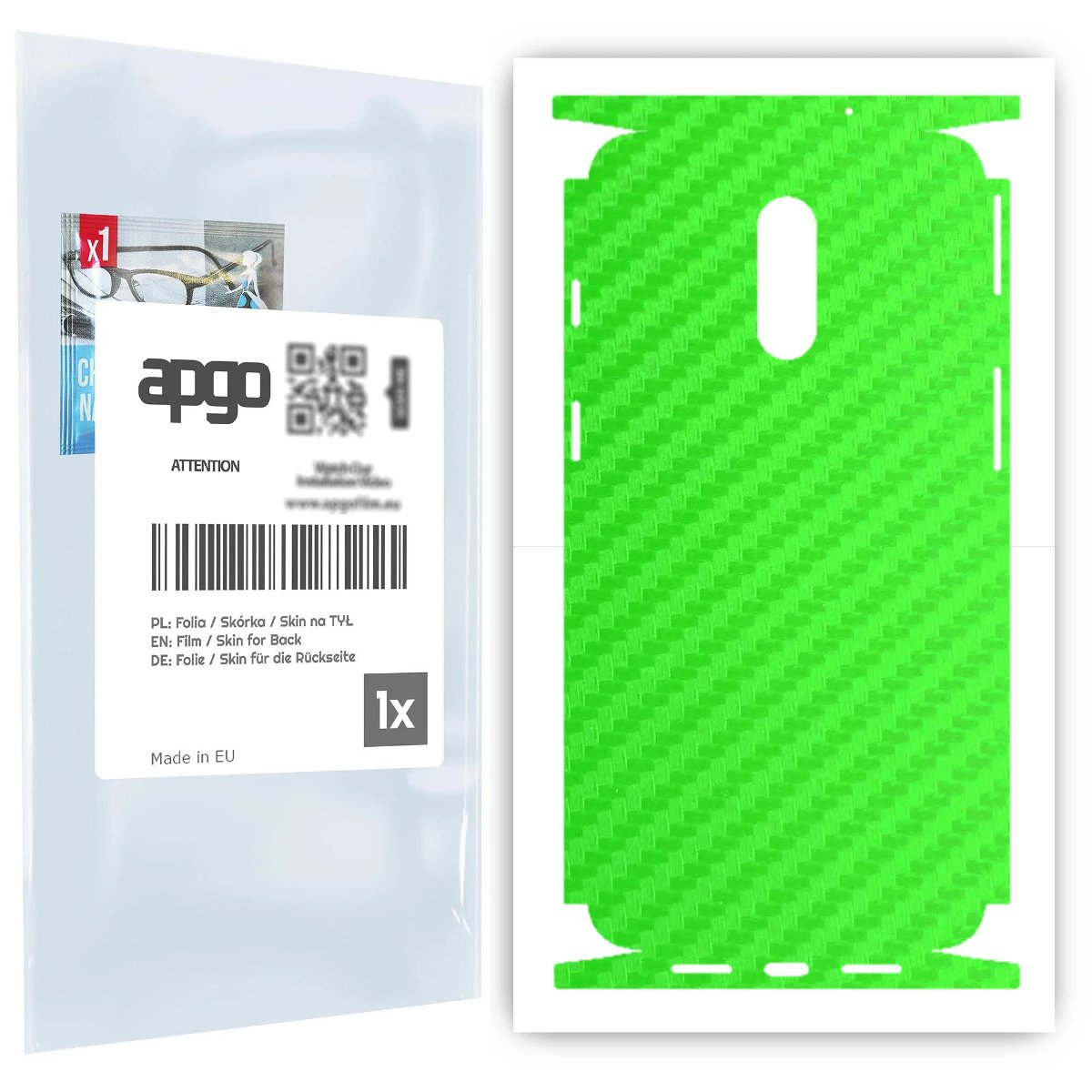 Folia naklejka skórka strukturalna na TYŁ+BOKI do OnePlus 7 -  Carbon Zielony - apgo SKINS