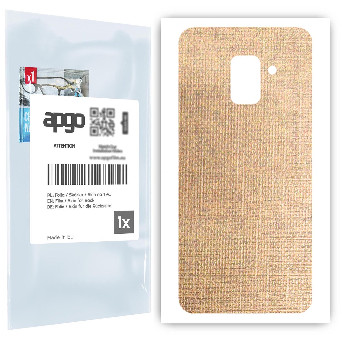 Folia naklejka skórka strukturalna na TYŁ do Samsung Galaxy A8 (2018) -  Tkanina Denim Beżowy - apgo SKINS