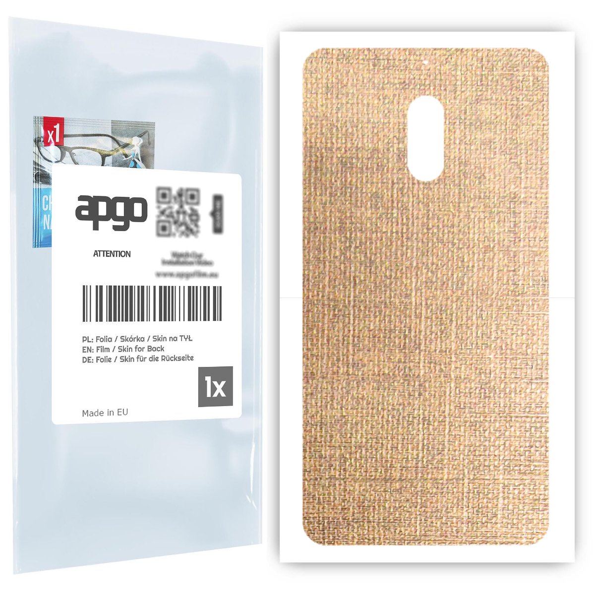 Folia naklejka skórka strukturalna na TYŁ do Nokia 6 -  Tkanina Denim Beżowy - apgo SKINS