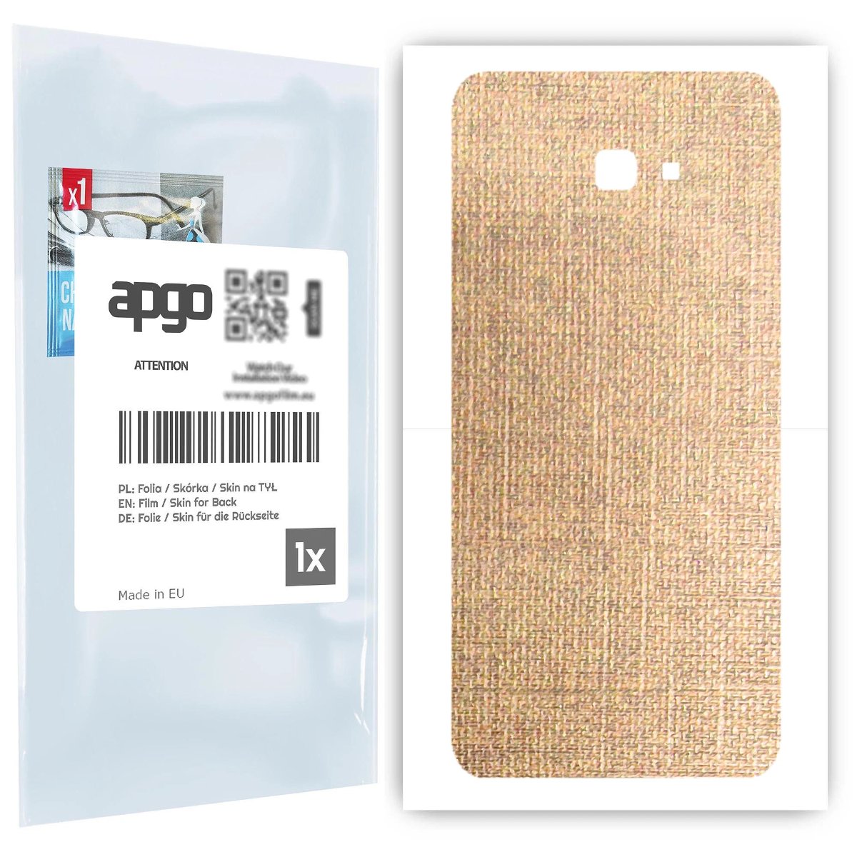 Folia naklejka skórka strukturalna na TYŁ do Samsung Galaxy J4+ -  Tkanina Denim Beżowy - apgo SKINS