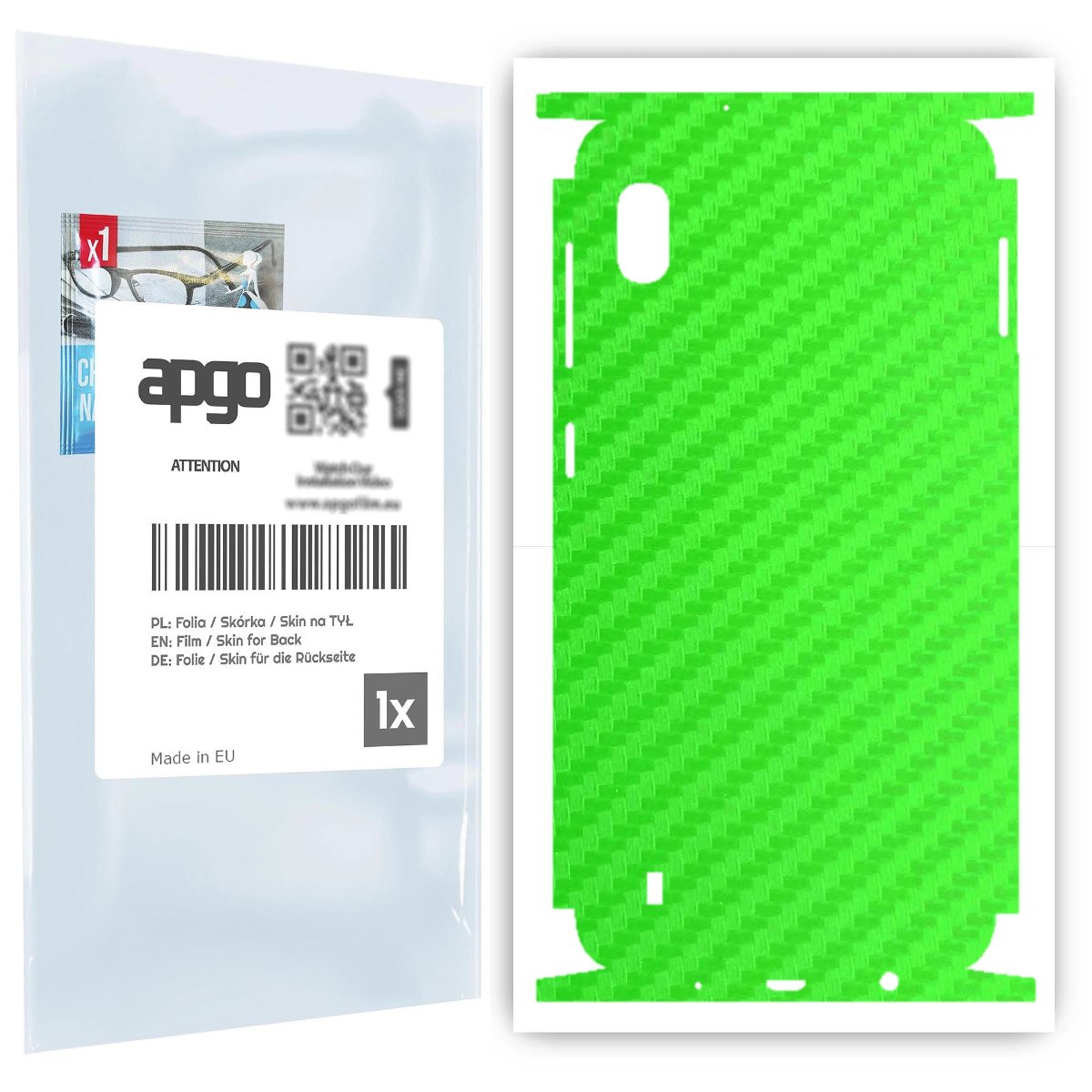Folia naklejka skórka strukturalna na TYŁ+BOKI do Samsung Galaxy A10 -  Carbon Zielony - apgo SKINS