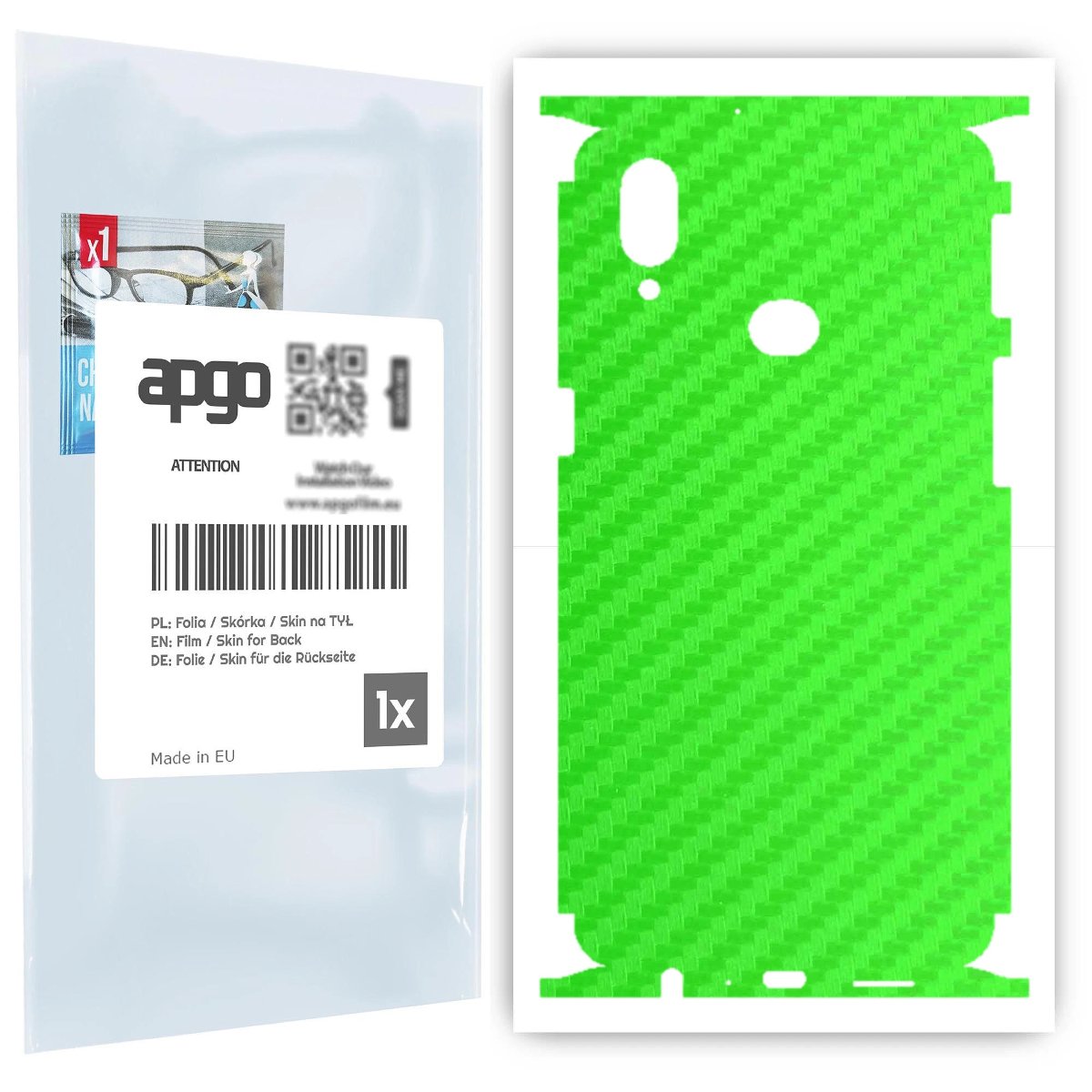 Folia naklejka skórka strukturalna na TYŁ+BOKI do Samsung Galaxy A10s -  Carbon Zielony - apgo SKINS