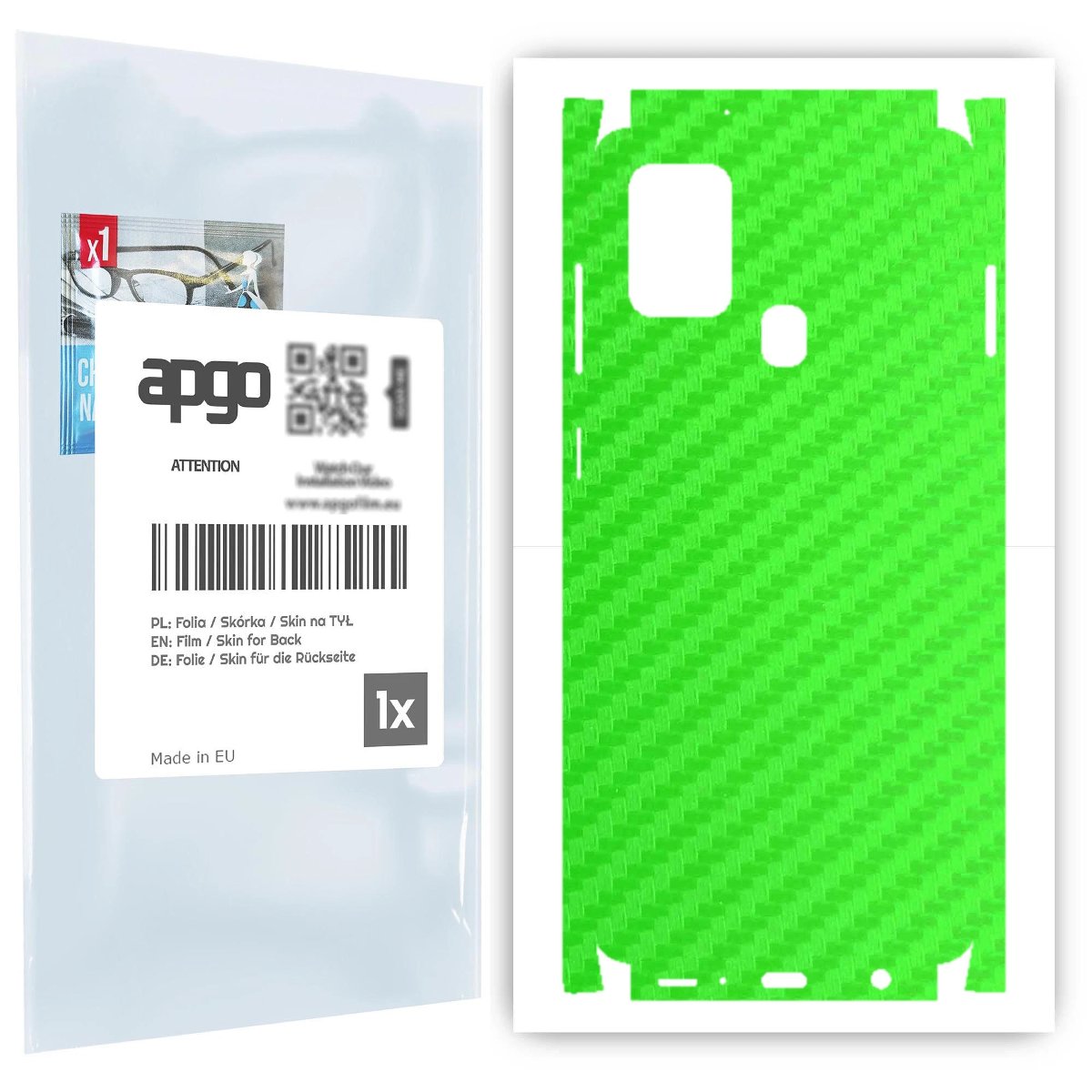 Folia naklejka skórka strukturalna na TYŁ+BOKI do Samsung Galaxy A21s -  Carbon Zielony - apgo SKINS
