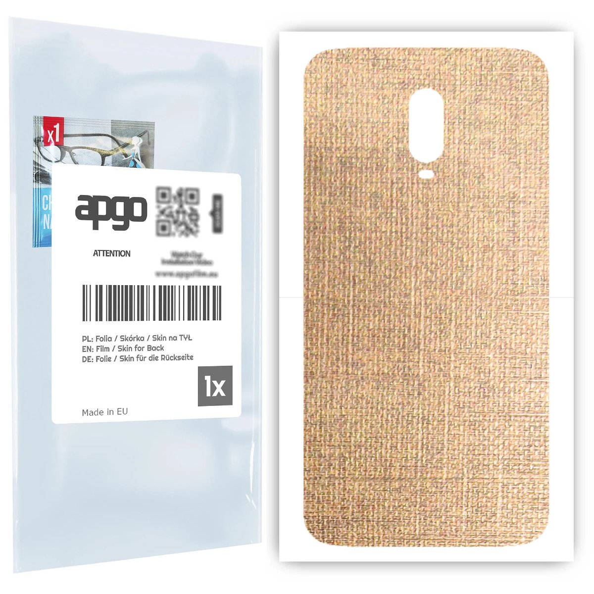 Folia naklejka skórka strukturalna na TYŁ do OnePlus 6T -  Tkanina Denim Beżowy - apgo SKINS