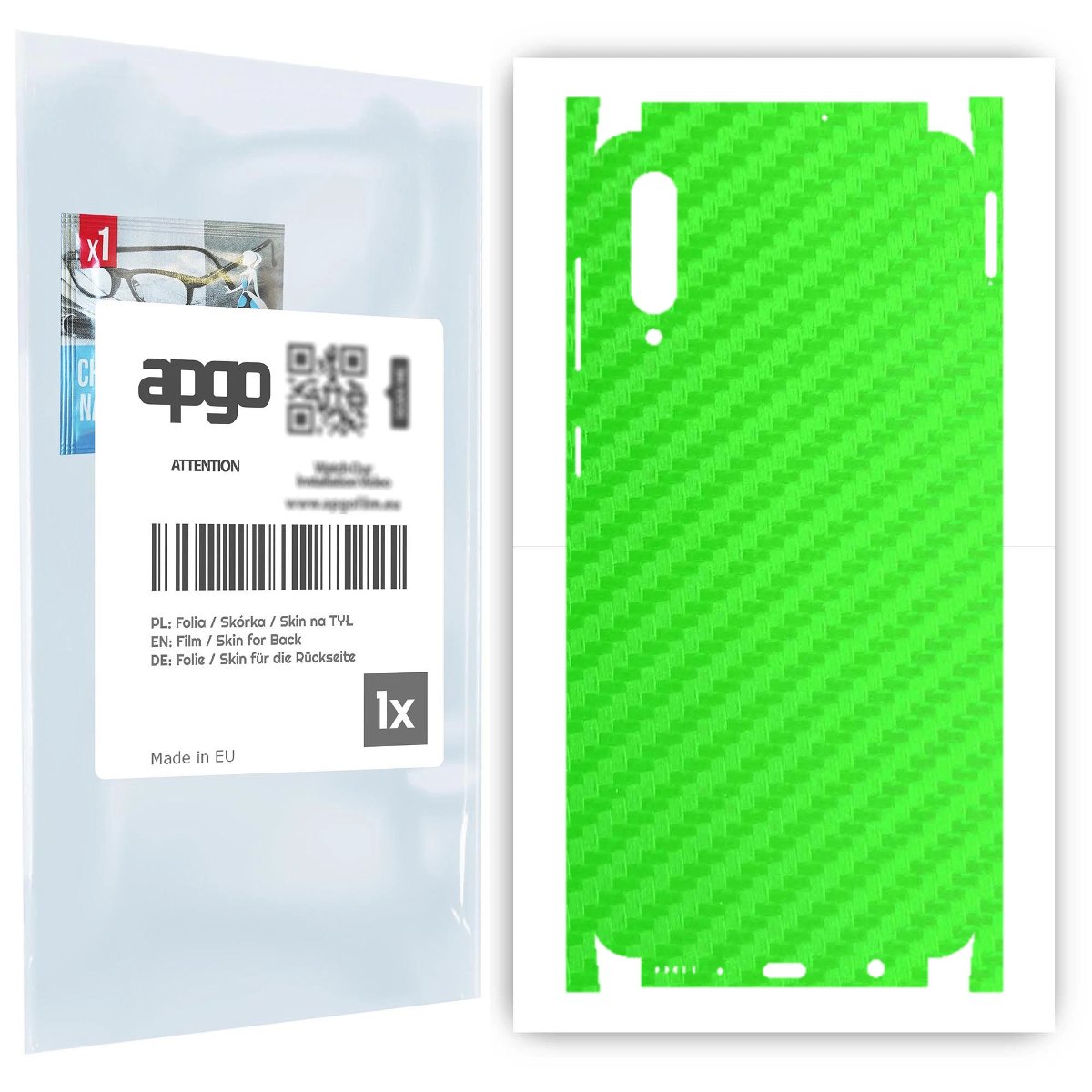 Folia naklejka skórka strukturalna na TYŁ+BOKI do Samsung Galaxy A30s -  Carbon Zielony - apgo SKINS