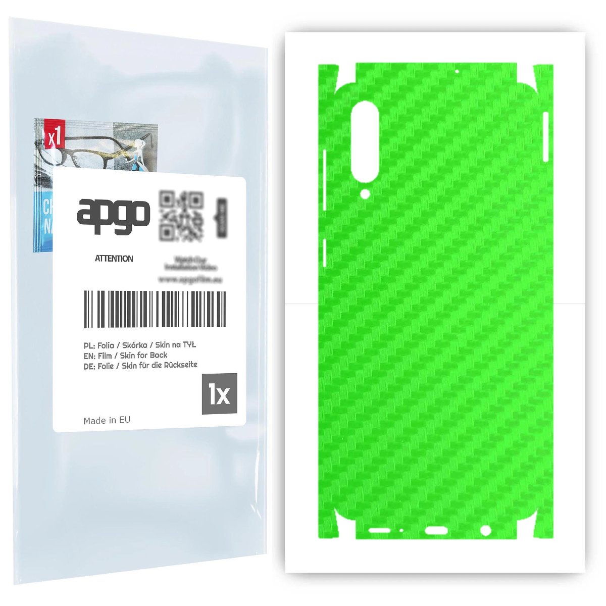 Folia naklejka skórka strukturalna na TYŁ+BOKI do Samsung Galaxy A50s -  Carbon Zielony - apgo SKINS