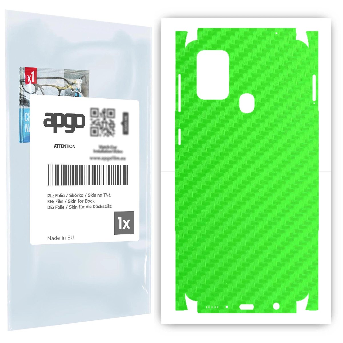 Folia naklejka skórka strukturalna na TYŁ+BOKI do Samsung Galaxy M31 -  Carbon Zielony - apgo SKINS