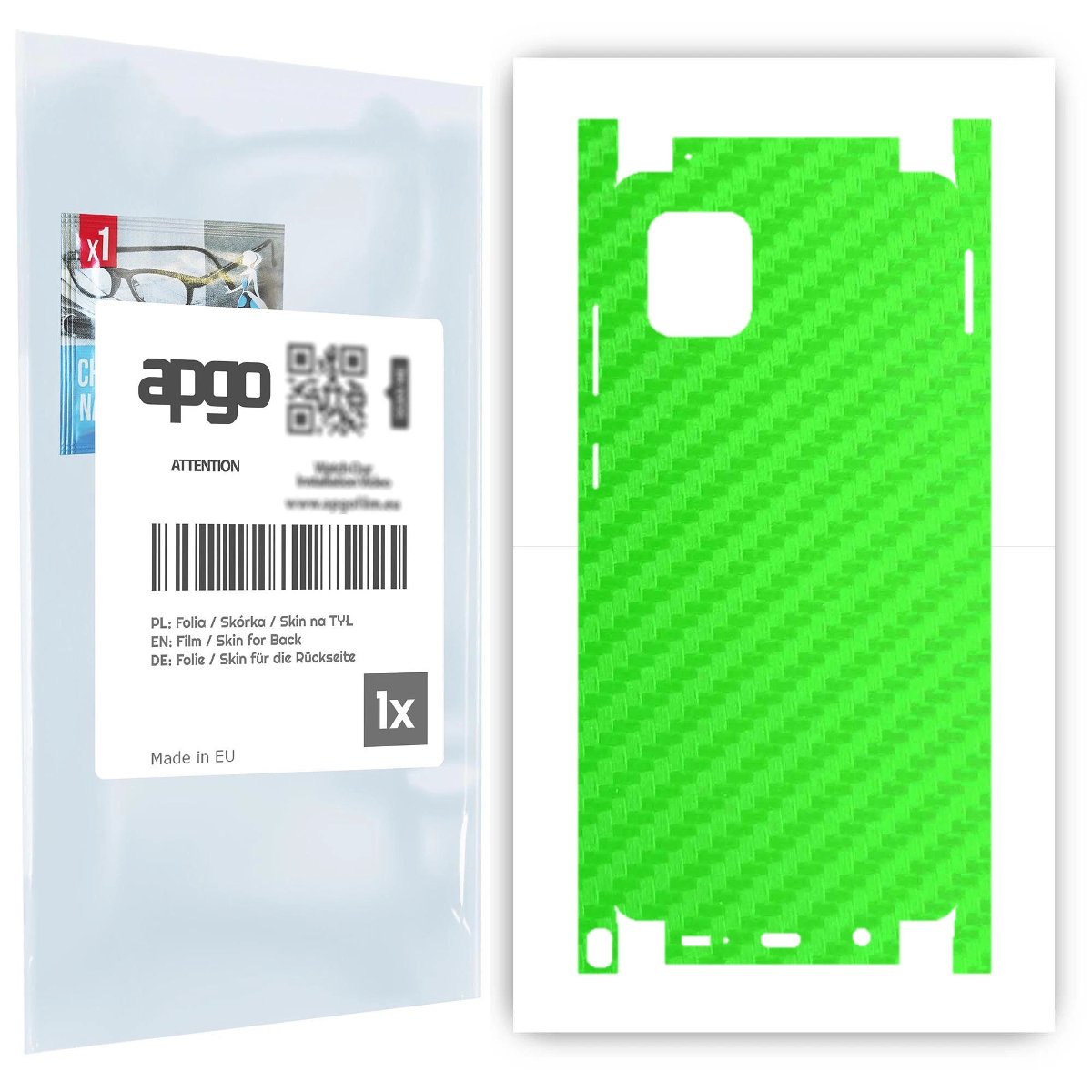 Folia naklejka skórka strukturalna na TYŁ+BOKI do Samsung Galaxy Note 10 Lite -  Carbon Zielony - apgo SKINS