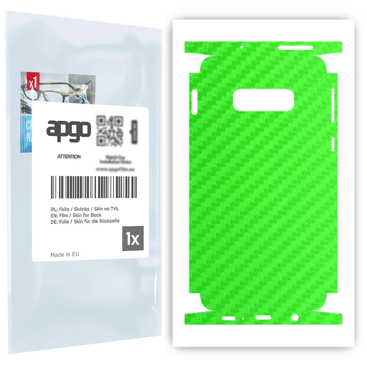 Folia naklejka skórka strukturalna na TYŁ+BOKI do Samsung Galaxy S10e -  Carbon Zielony - apgo SKINS