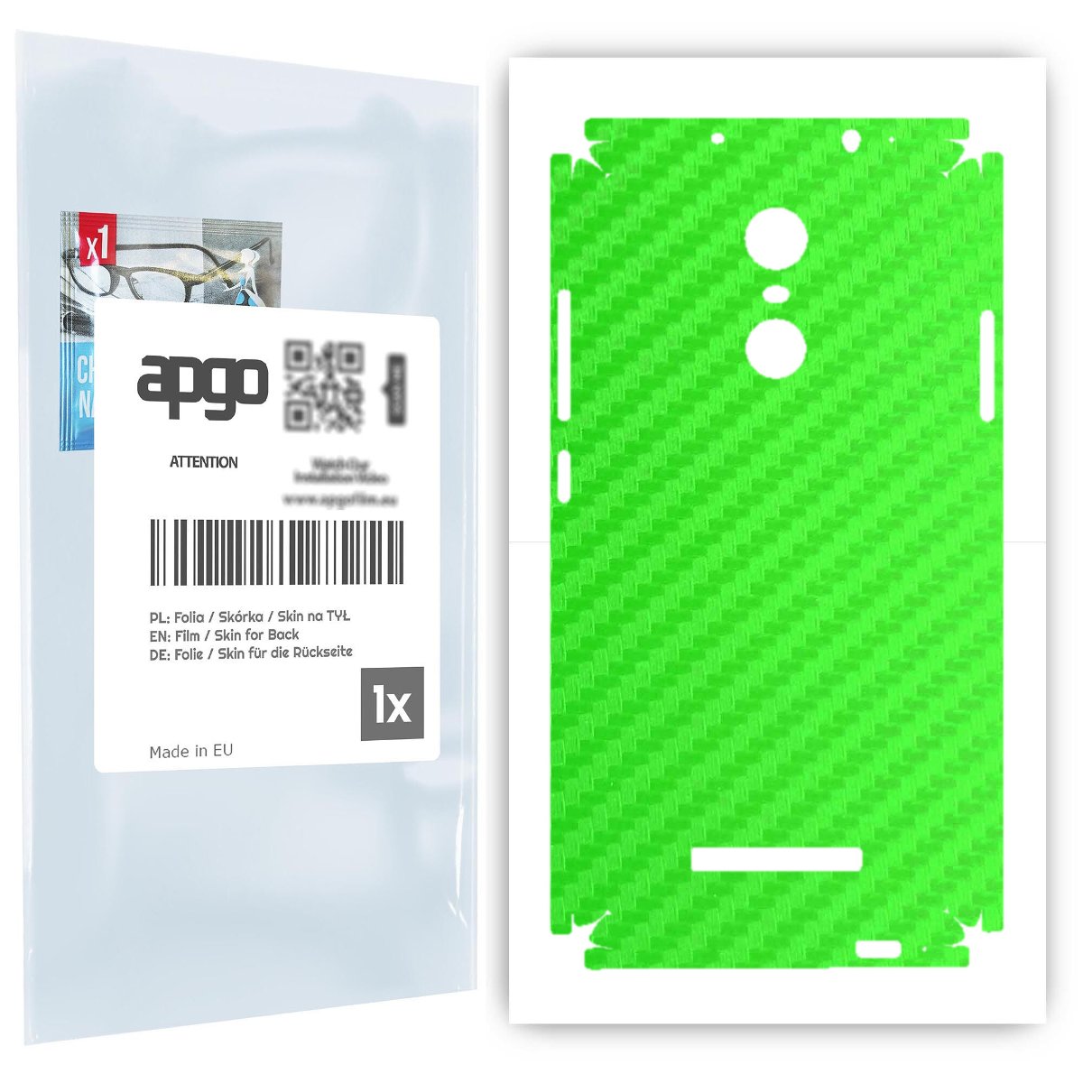 Folia naklejka skórka strukturalna na TYŁ+BOKI do Xiaomi Redmi Note 3 Note 3 Pro -  Carbon Zielony - apgo SKINS