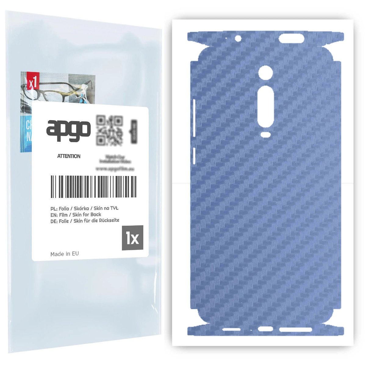 Folia naklejka skórka strukturalna na TYŁ+BOKI do Xiaomi Mi 9T -  Carbon Granatowy - apgo SKINS