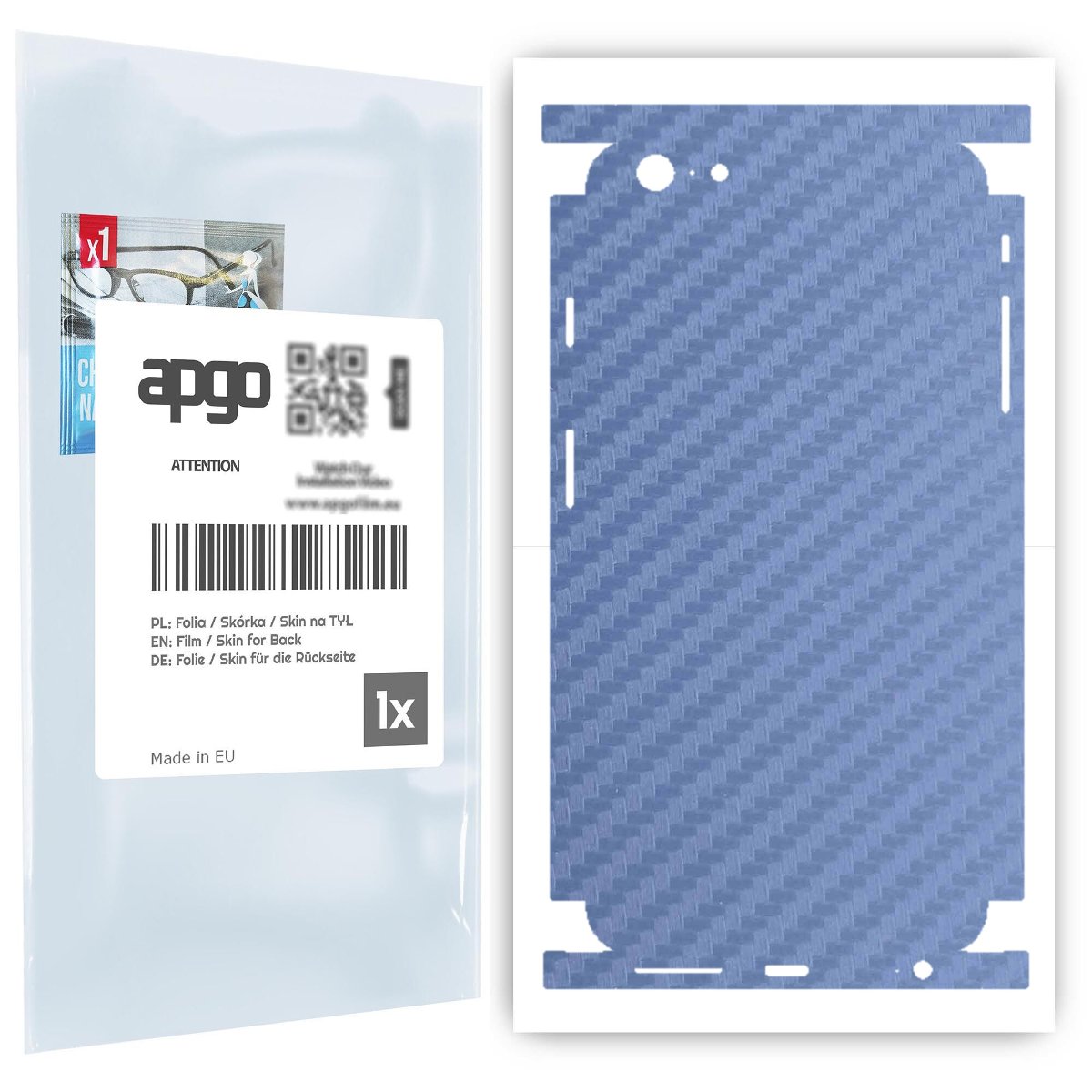 Folia naklejka skórka strukturalna na TYŁ+BOKI do Apple iPhone 6s Plus -  Carbon Granatowy - apgo SKINS
