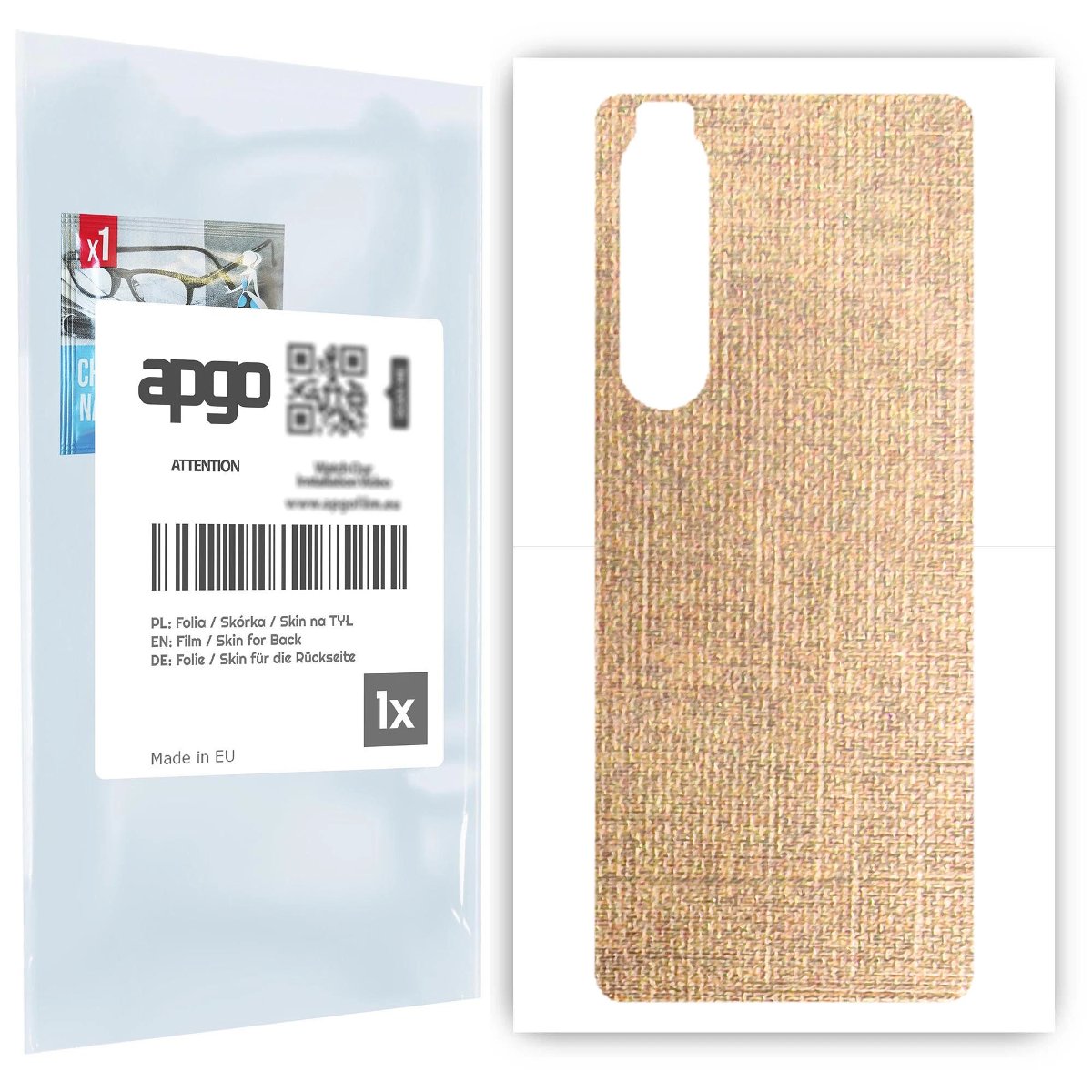 Folia naklejka skórka strukturalna na TYŁ do Sony Xperia 1 III -  Tkanina Denim Beżowy - apgo SKINS