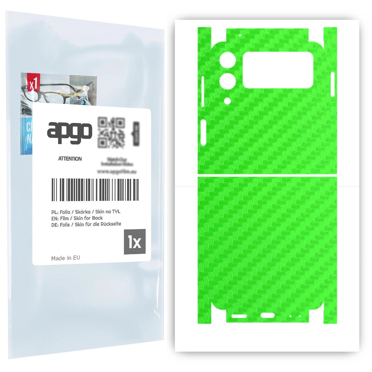 Folia naklejka skórka strukturalna na TYŁ+BOKI do Samsung Galaxy Z Flip 3 -  Carbon Zielony - apgo SKINS