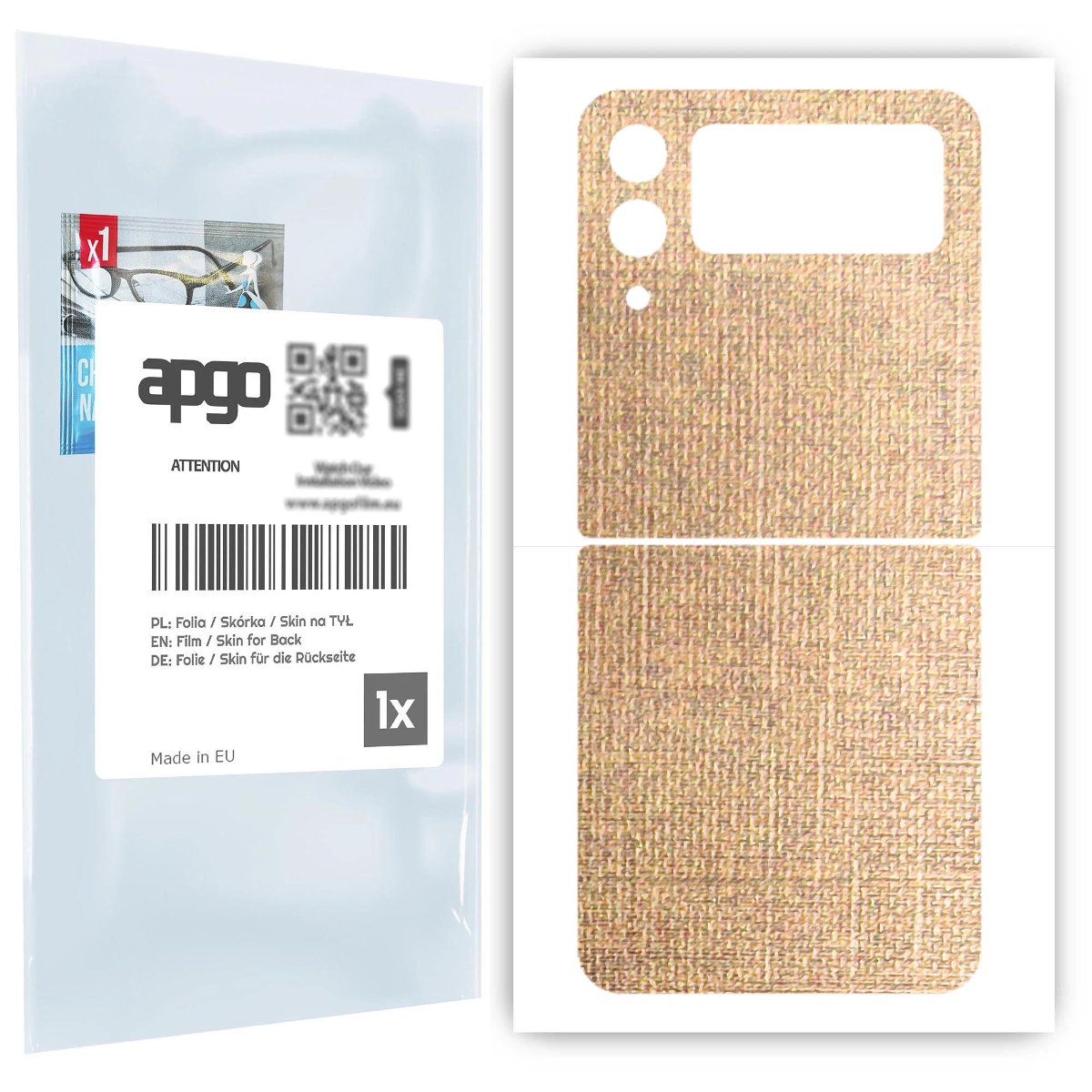 Folia naklejka skórka strukturalna na TYŁ do Samsung Galaxy Z Flip 3 -  Tkanina Denim Beżowy - apgo SKINS