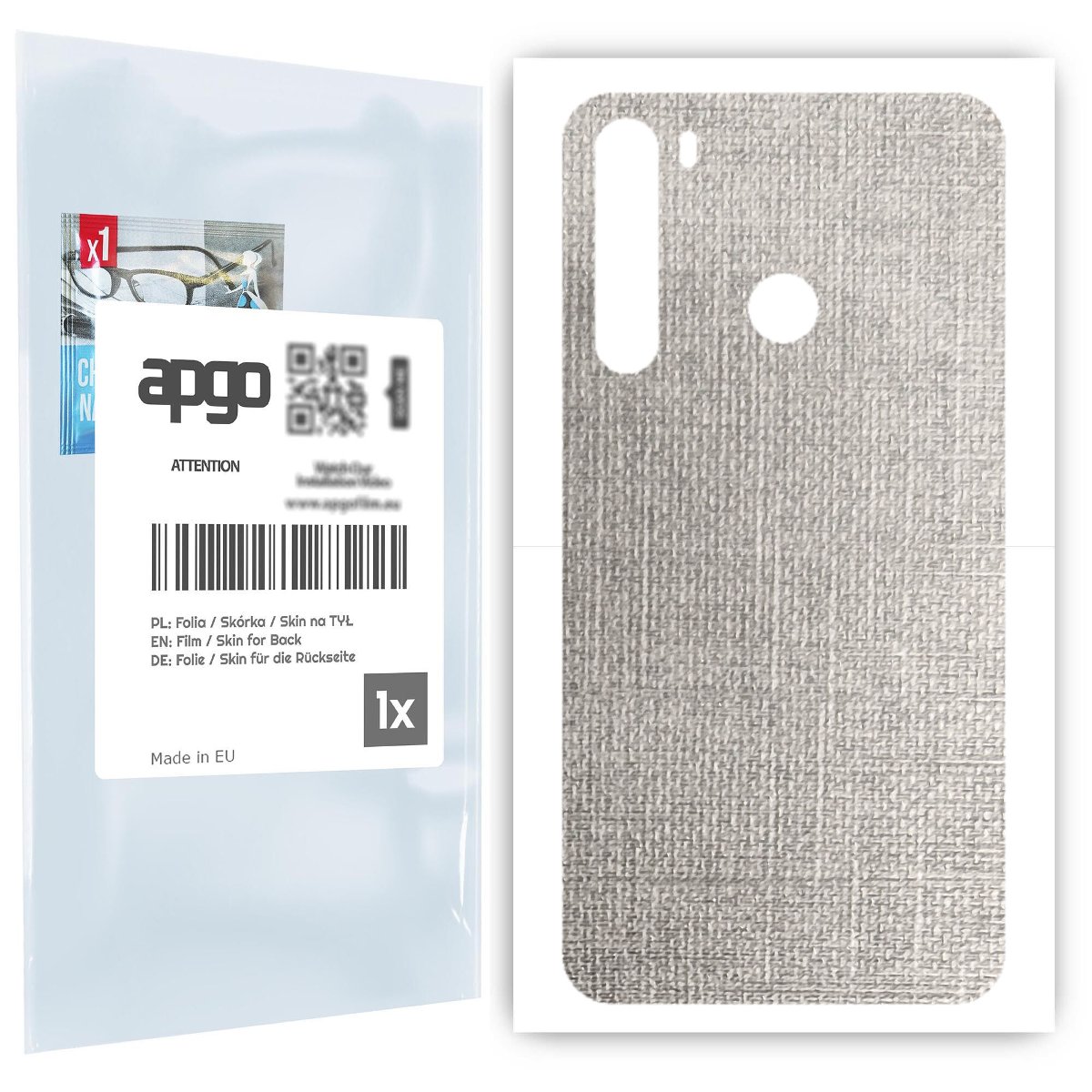Folia naklejka skórka strukturalna na TYŁ do HTC Desire 20 Pro -  Tkanina Denim Szary - apgo SKINS