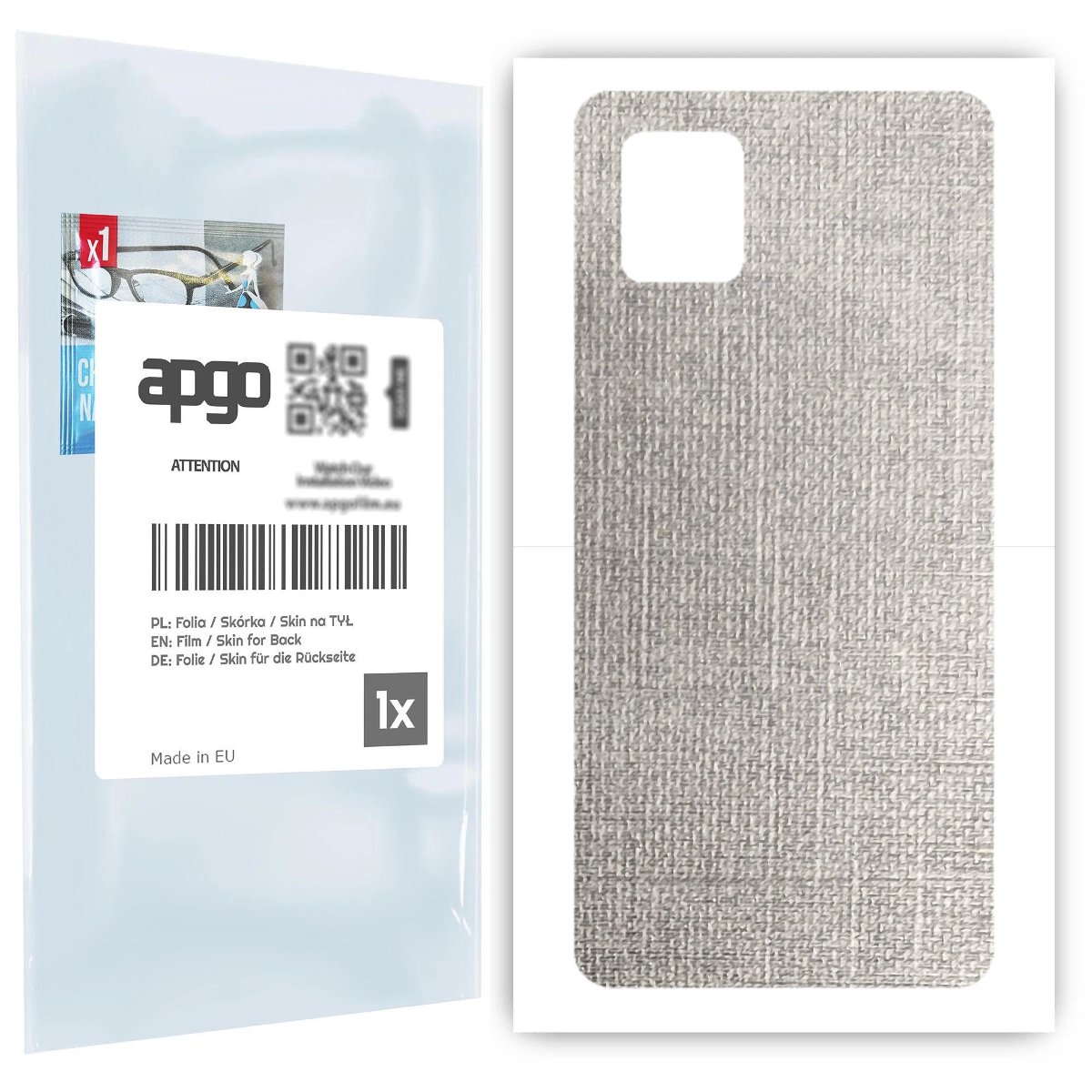 Folia naklejka skórka strukturalna na TYŁ do Samsung Galaxy Note 10 Lite -  Tkanina Denim Szary - apgo SKINS