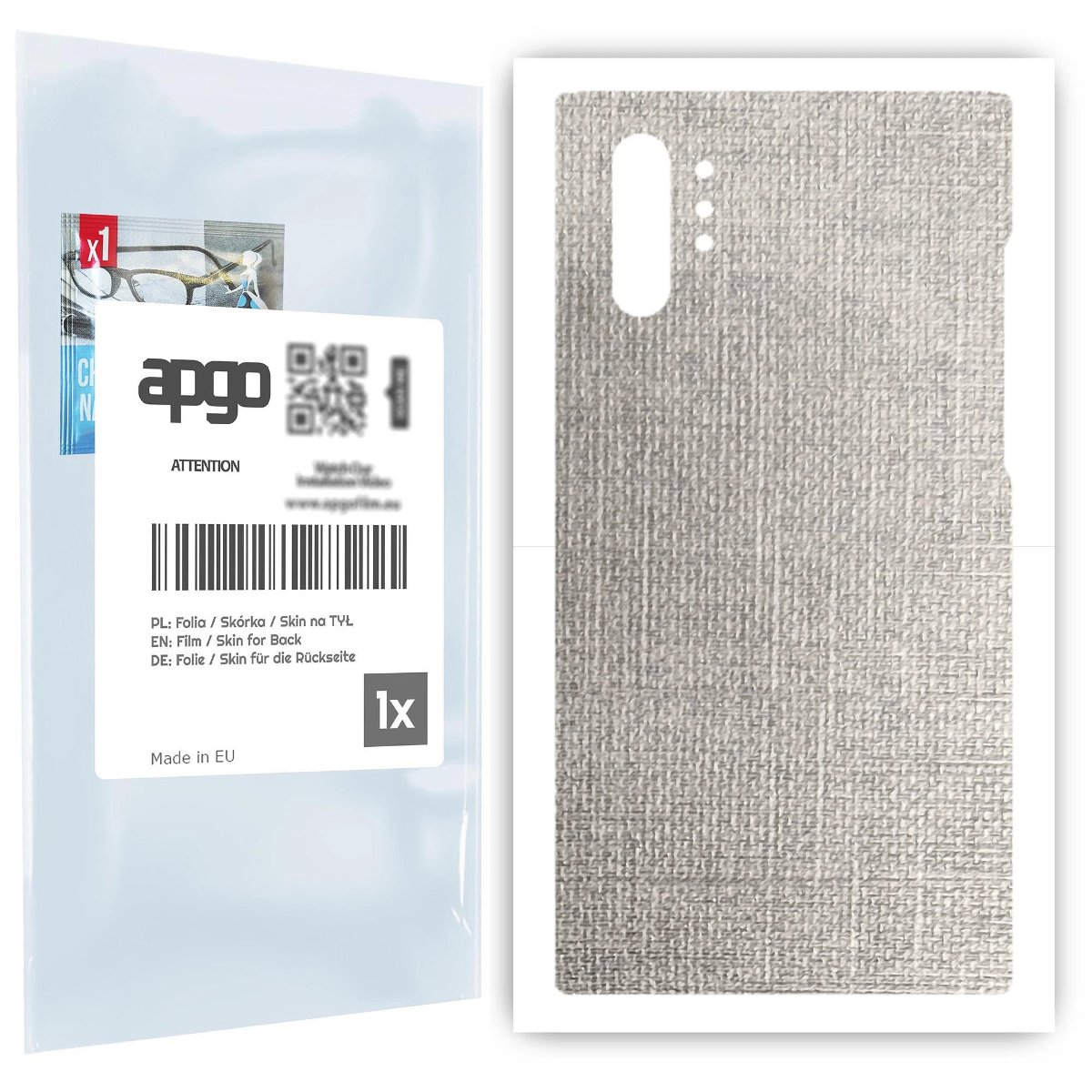 Folia naklejka skórka strukturalna na TYŁ do Samsung Galaxy Note 10+ 5G -  Tkanina Denim Szary - apgo SKINS