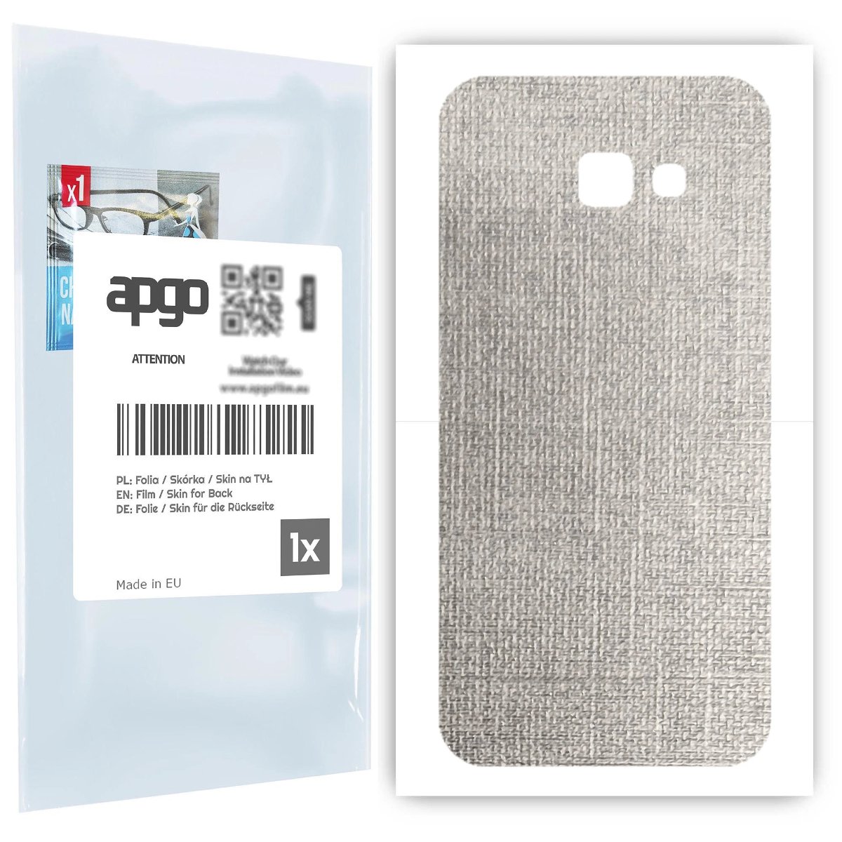 Folia naklejka skórka strukturalna na TYŁ do Samsung Galaxy A5 (2017) -  Tkanina Denim Szary - apgo SKINS
