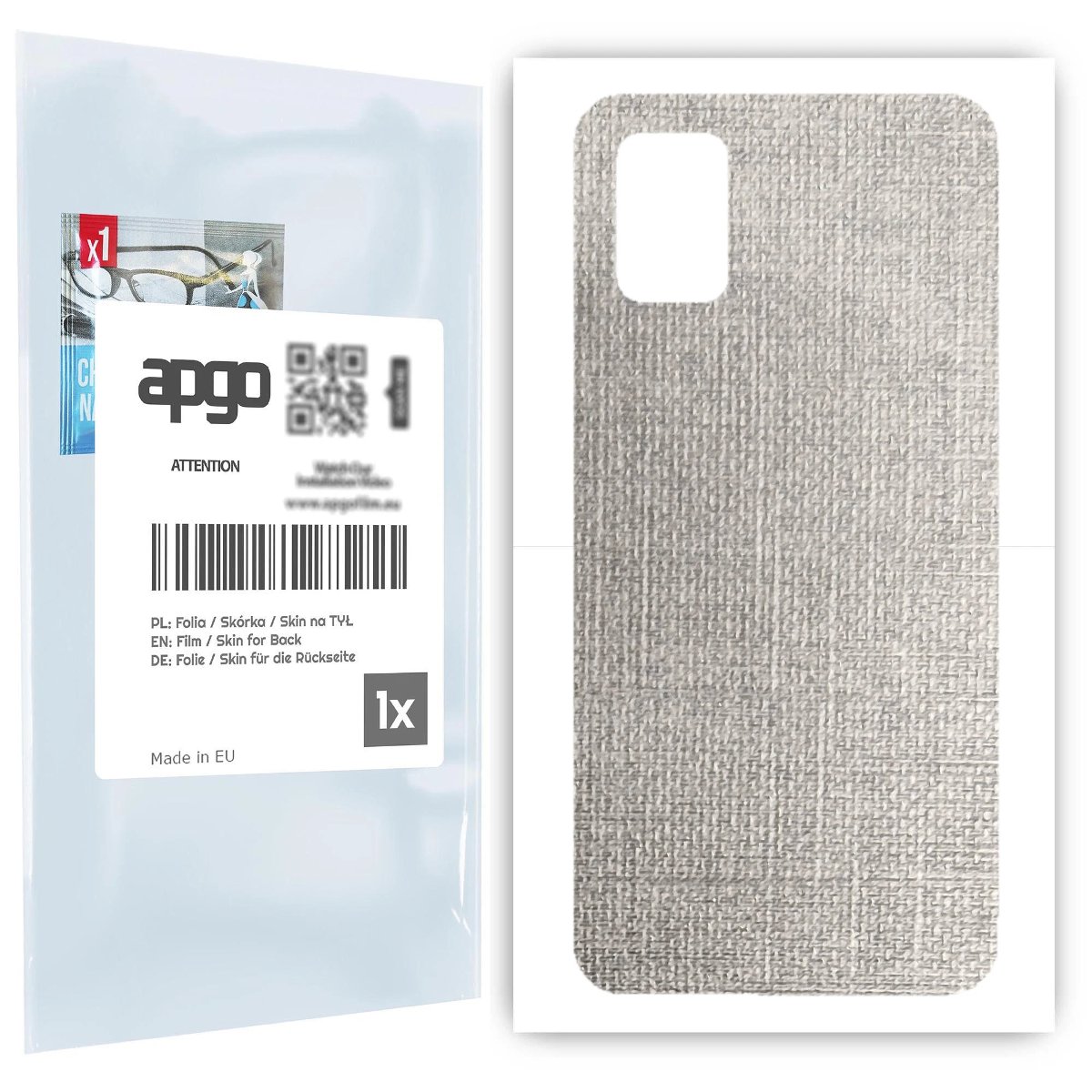 Folia naklejka skórka strukturalna na TYŁ do Samsung Galaxy A51 -  Tkanina Denim Szary - apgo SKINS