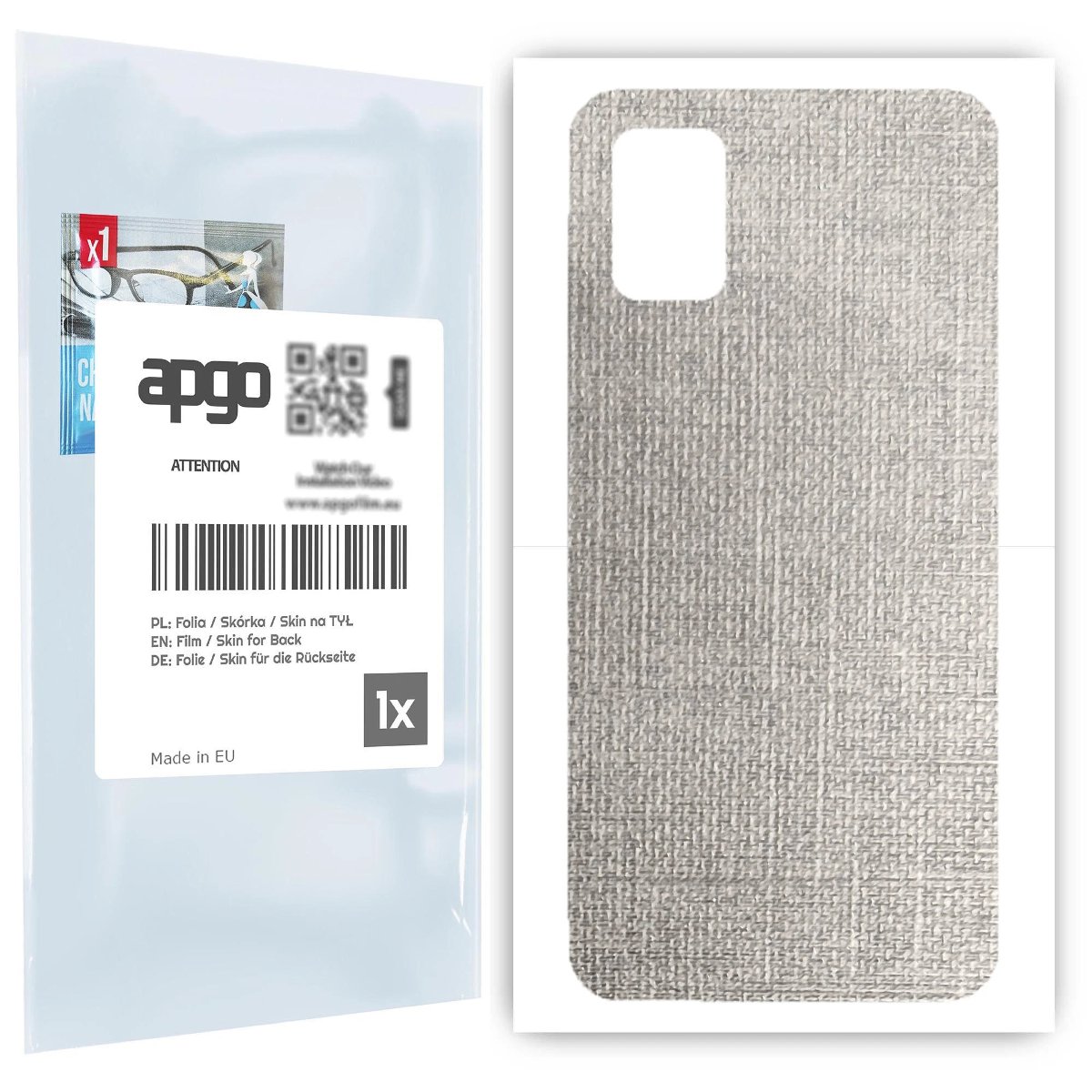 Folia naklejka skórka strukturalna na TYŁ do Samsung Galaxy A51 5G -  Tkanina Denim Szary - apgo SKINS