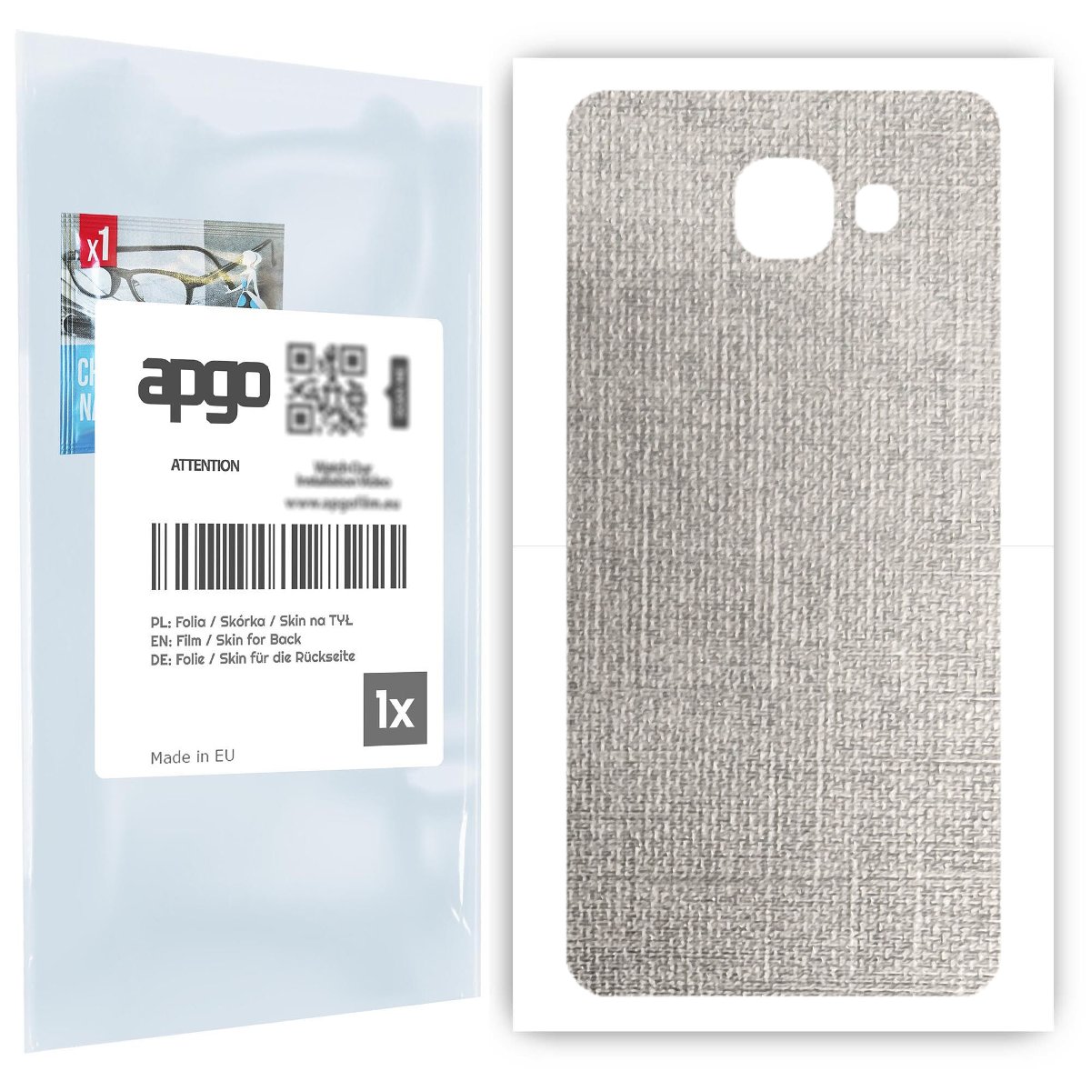 Folia naklejka skórka strukturalna na TYŁ do Samsung Galaxy A5 (2016) -  Tkanina Denim Szary - apgo SKINS