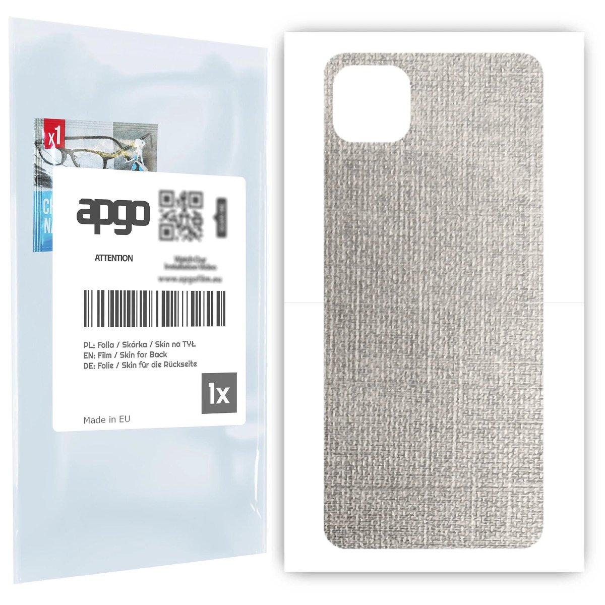 Folia naklejka skórka strukturalna na TYŁ do Samsung Galaxy A22 5G -  Tkanina Denim Szary - apgo SKINS