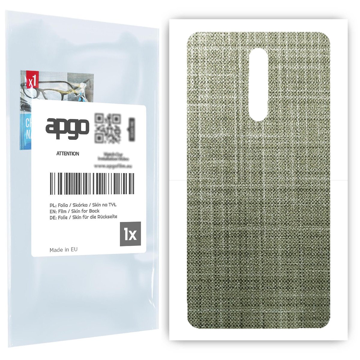 Folia naklejka skórka strukturalna na TYŁ do Nokia 8 -  Tkanina Lniana - apgo SKINS