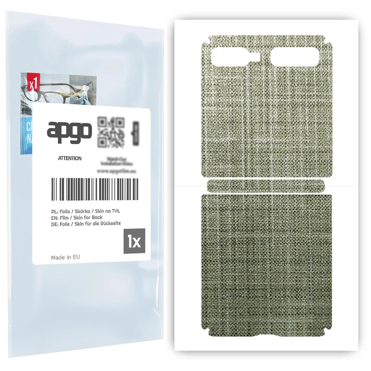 Folia naklejka skórka strukturalna na TYŁ do Samsung Galaxy Z Flip -  Tkanina Lniana - apgo SKINS