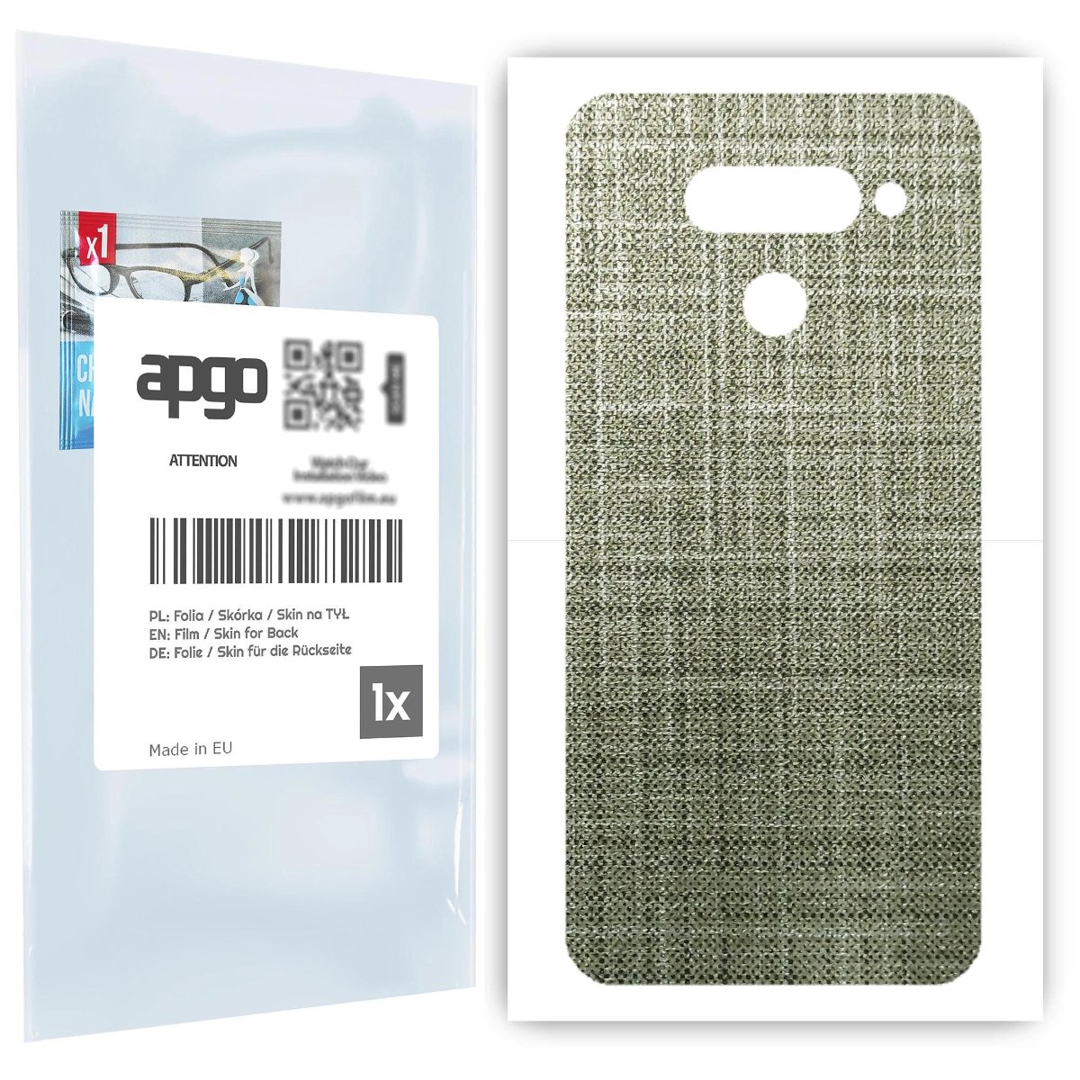 Folia naklejka skórka strukturalna na TYŁ do LG Q60 -  Tkanina Lniana - apgo SKINS