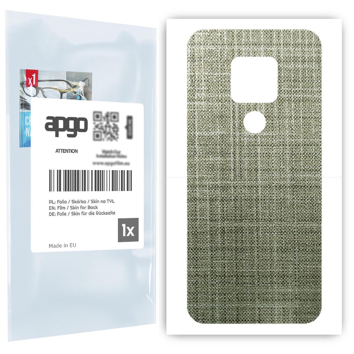 Folia naklejka skórka strukturalna na TYŁ do Cubot P30 -  Tkanina Lniana - apgo SKINS