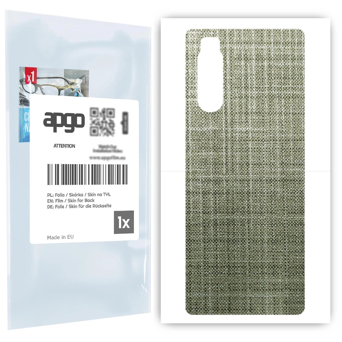 Folia naklejka skórka strukturalna na TYŁ do Sony Xperia 5 -  Tkanina Lniana - apgo SKINS