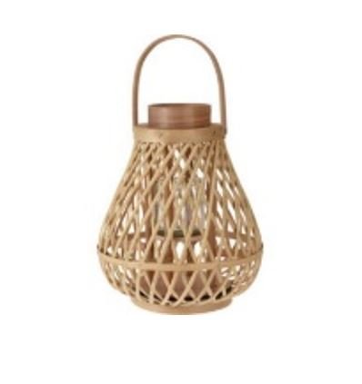 Lampion latarnia z rattanu  ze szklanym wkładem 25x30cm