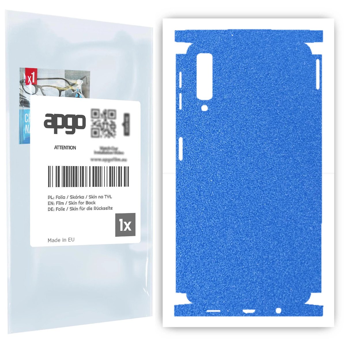 Folia naklejka skórka strukturalna na TYŁ+BOKI do Samsung Galaxy A7 (2018) -  Niebieski Pastel Matowy Chropowaty Baranek - apgo SKINS