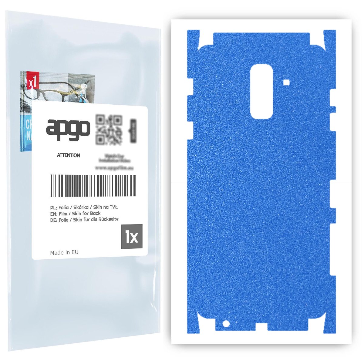 Folia naklejka skórka strukturalna na TYŁ+BOKI do Samsung Galaxy A6+ (2018) -  Niebieski Pastel Matowy Chropowaty Baranek - apgo SKINS