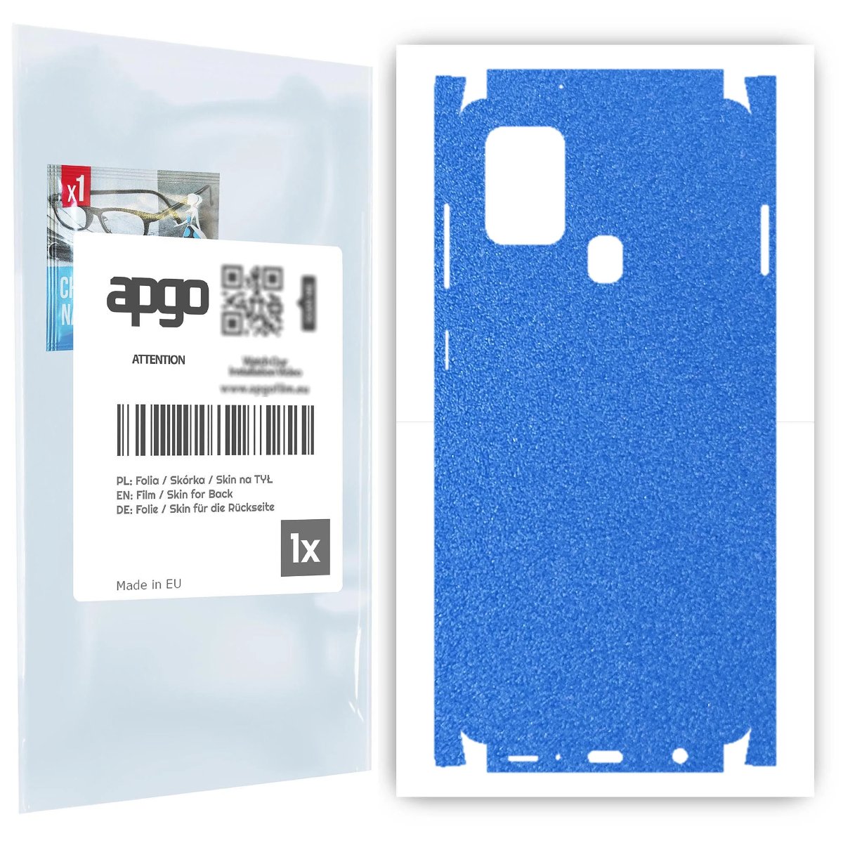 Folia naklejka skórka strukturalna na TYŁ+BOKI do Samsung Galaxy A21s -  Niebieski Pastel Matowy Chropowaty Baranek - apgo SKINS