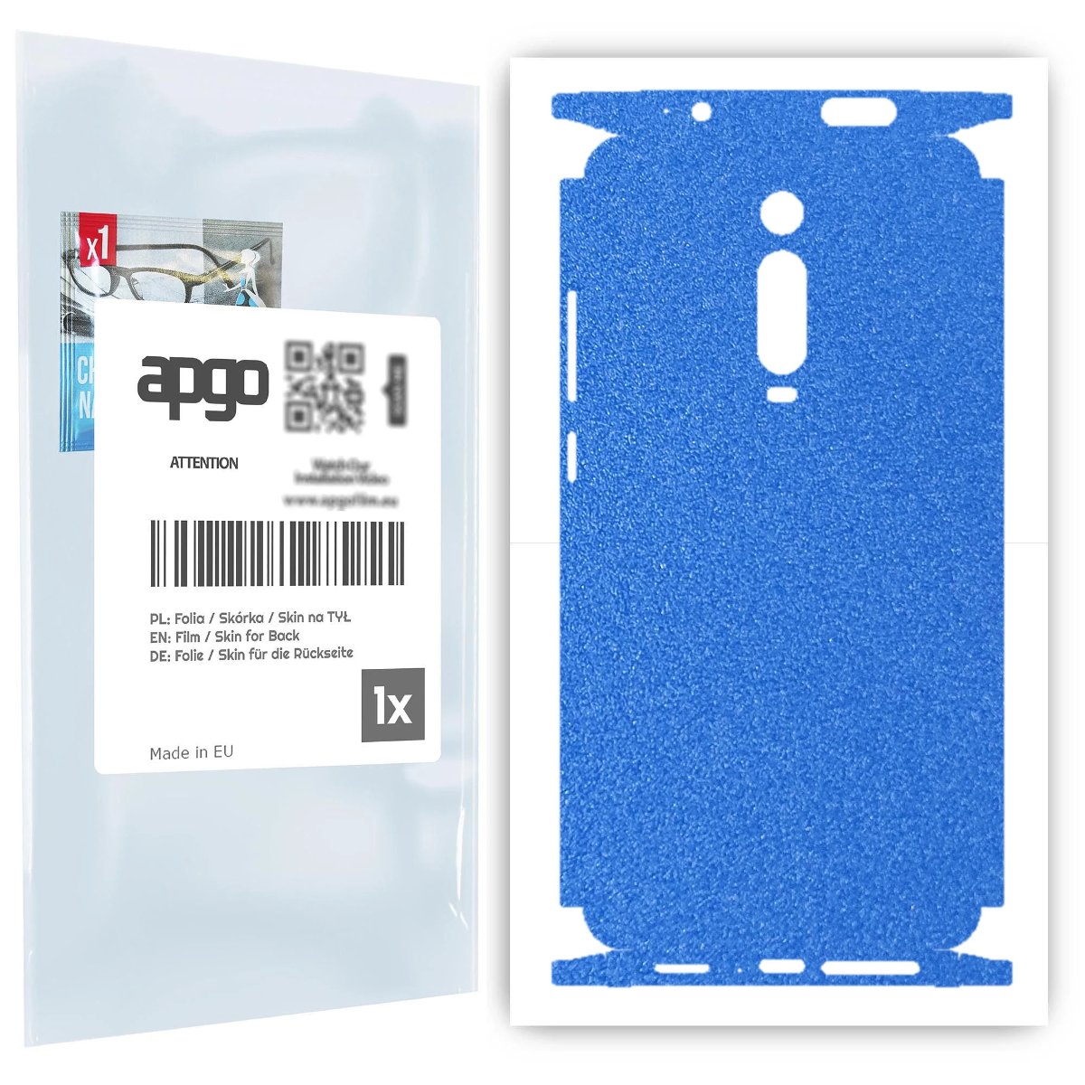 Folia naklejka skórka strukturalna na TYŁ+BOKI do Xiaomi Mi 9T Pro -  Niebieski Pastel Matowy Chropowaty Baranek - apgo SKINS