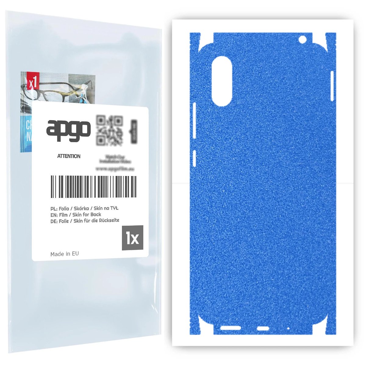 Folia naklejka skórka strukturalna na TYŁ+BOKI do Xiaomi Redmi 9A -  Niebieski Pastel Matowy Chropowaty Baranek - apgo SKINS