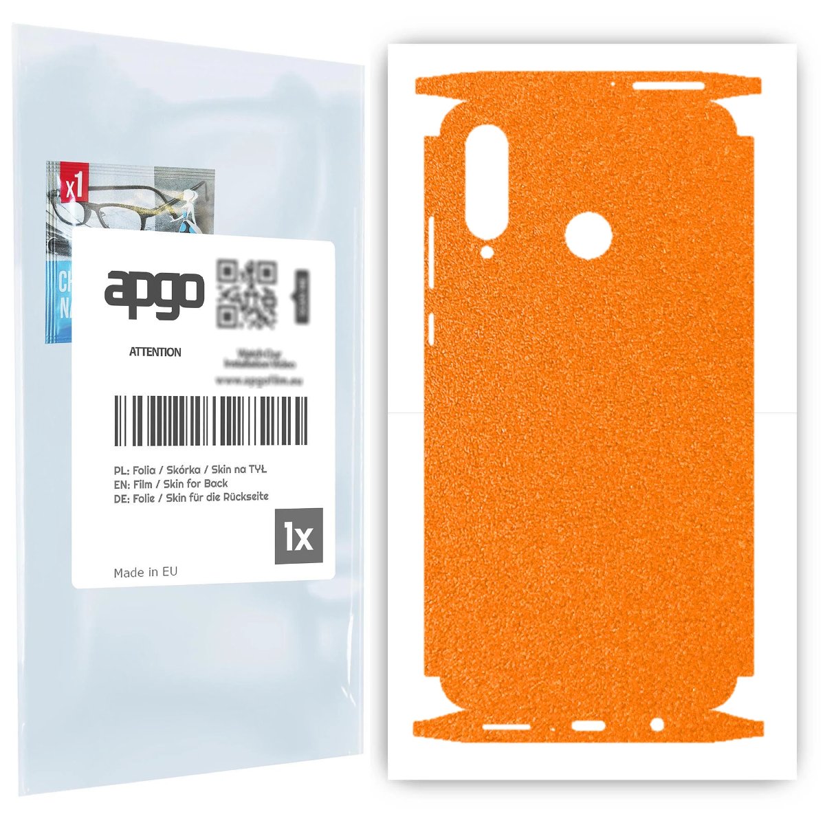 Folia naklejka skórka strukturalna na TYŁ+BOKI do Huawei P30 lite -  Pomarańczowy Pastel Matowy Chropowaty Baranek - apgo SKINS