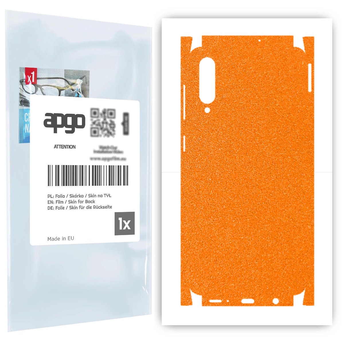 Folia naklejka skórka strukturalna na TYŁ+BOKI do Samsung Galaxy A50s -  Pomarańczowy Pastel Matowy Chropowaty Baranek - apgo SKINS