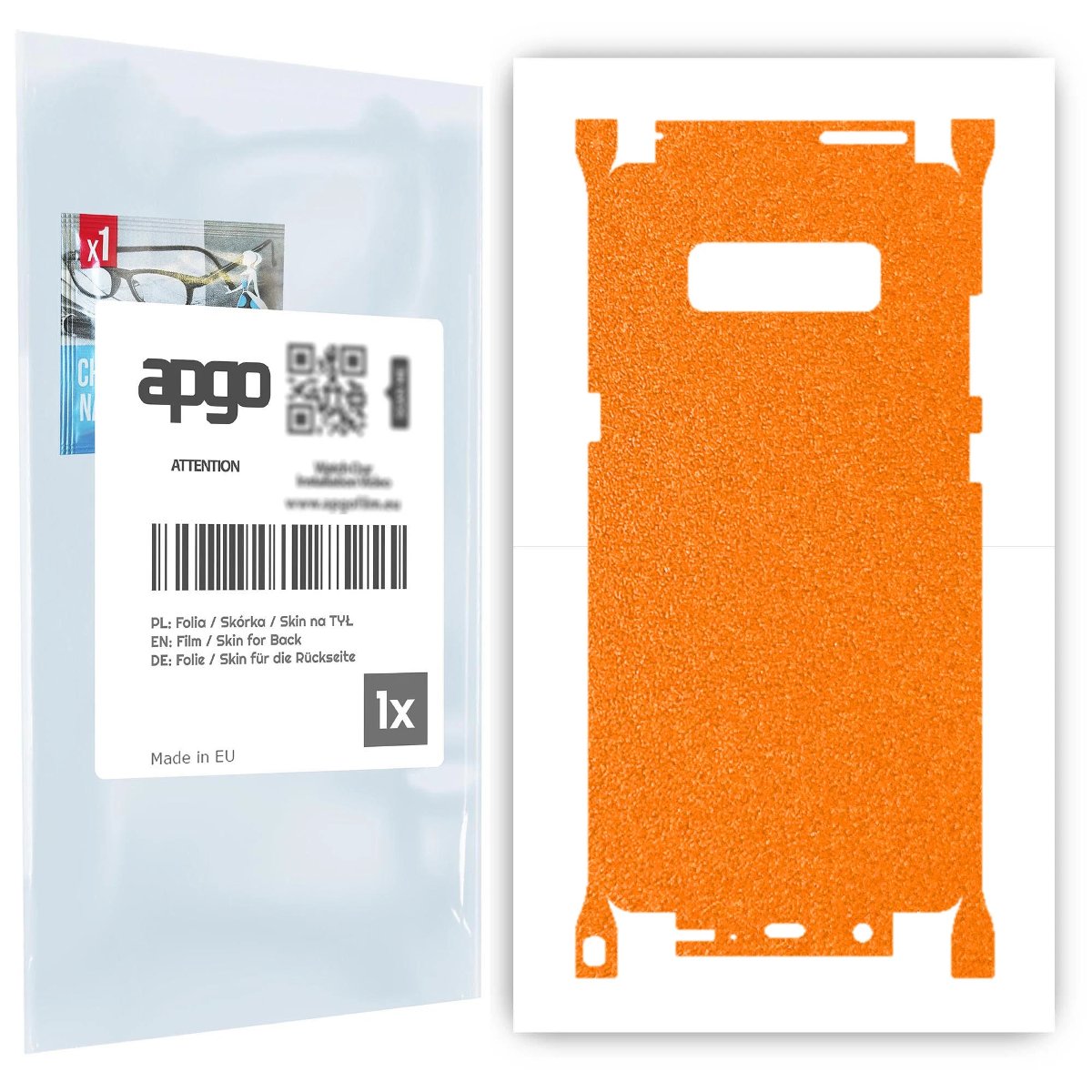 Folia naklejka skórka strukturalna na TYŁ+BOKI do Samsung Galaxy Note 8 -  Pomarańczowy Pastel Matowy Chropowaty Baranek - apgo SKINS